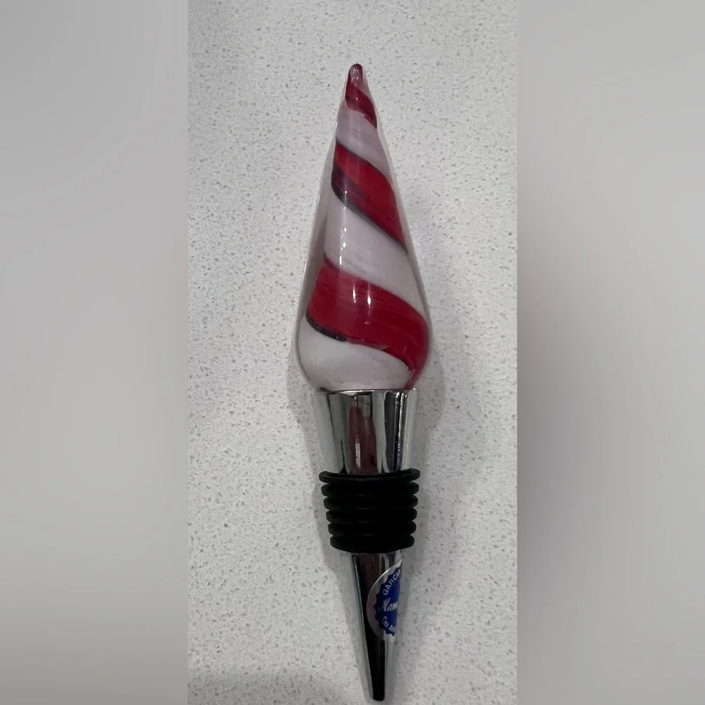 Garcia‎ Art Glass Signed Blown Glass San Antonio Wine Bottle Stopper In Box